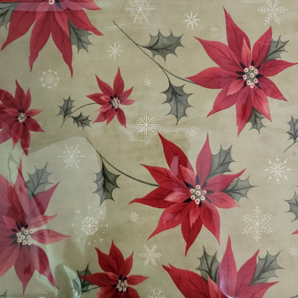 1-1/8yd Moda Poinsettia Plaza by 3 Sisters Sagr Red Floral Cotton Fabric 44290